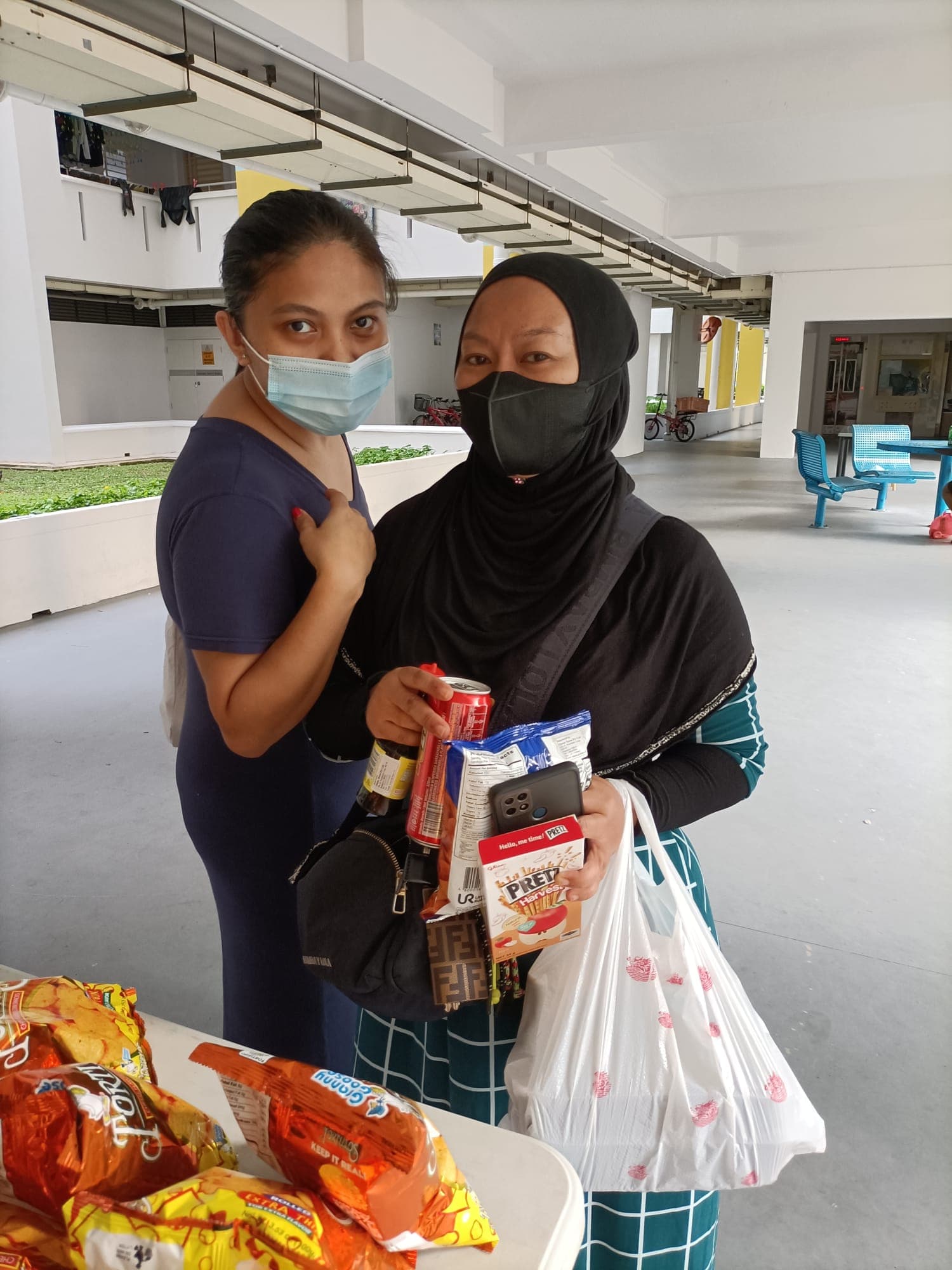 Resident receiving food