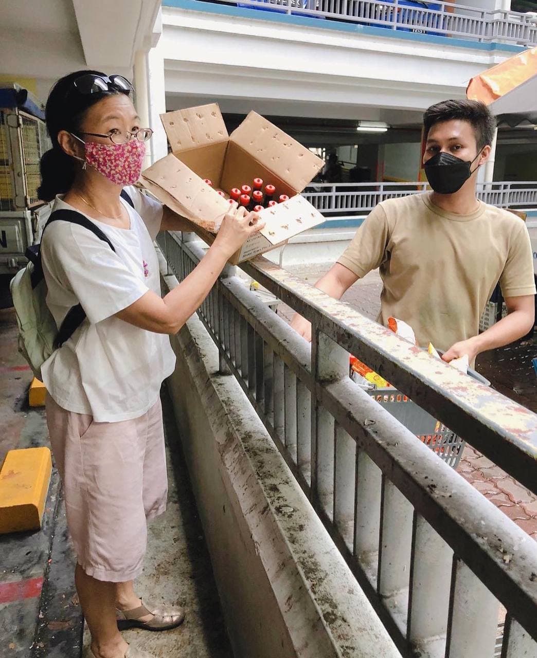 Distributing cooking essentials at a dormitory
